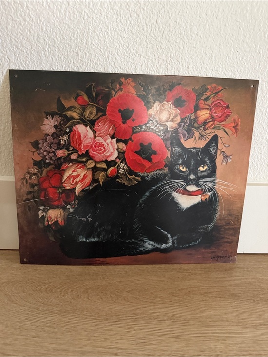 Other - Vintage 12”x14” tin artwork by artist Gre Gerardi entitled “Poppy Cat”